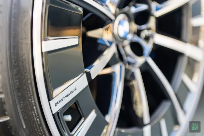 Detail of a BMW Individual alloy wheel